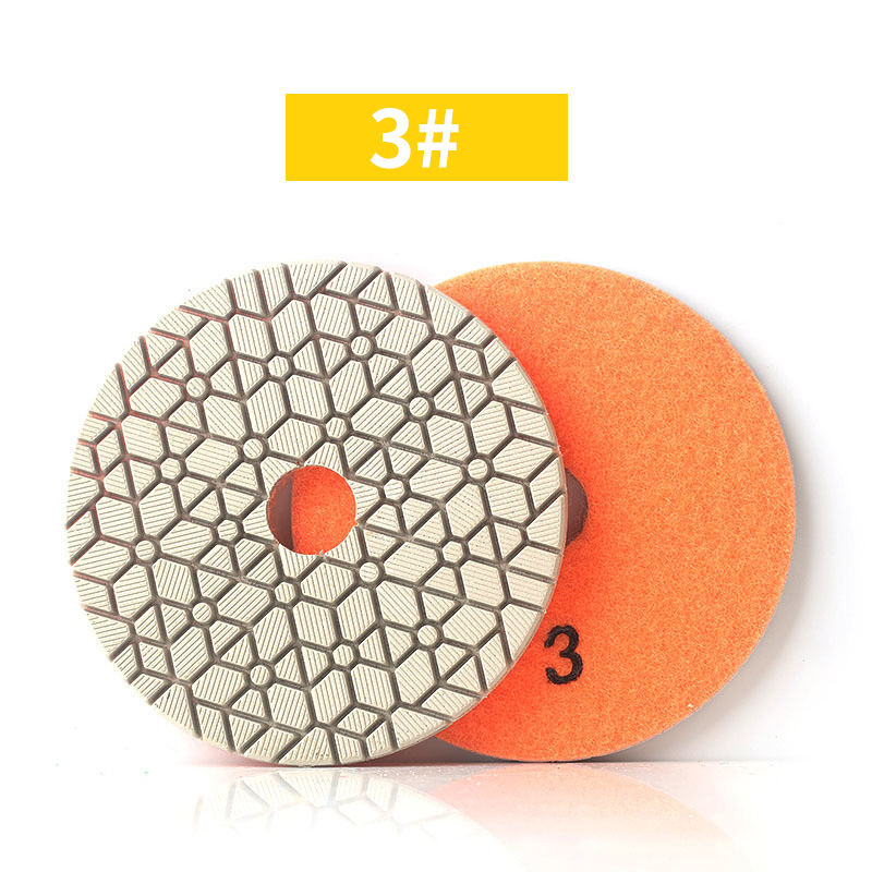 4inch 3 Steps Diamond Hybrid Polishing Pad High Grade Loop Buffing Tool for Stone Marble Granite Glass