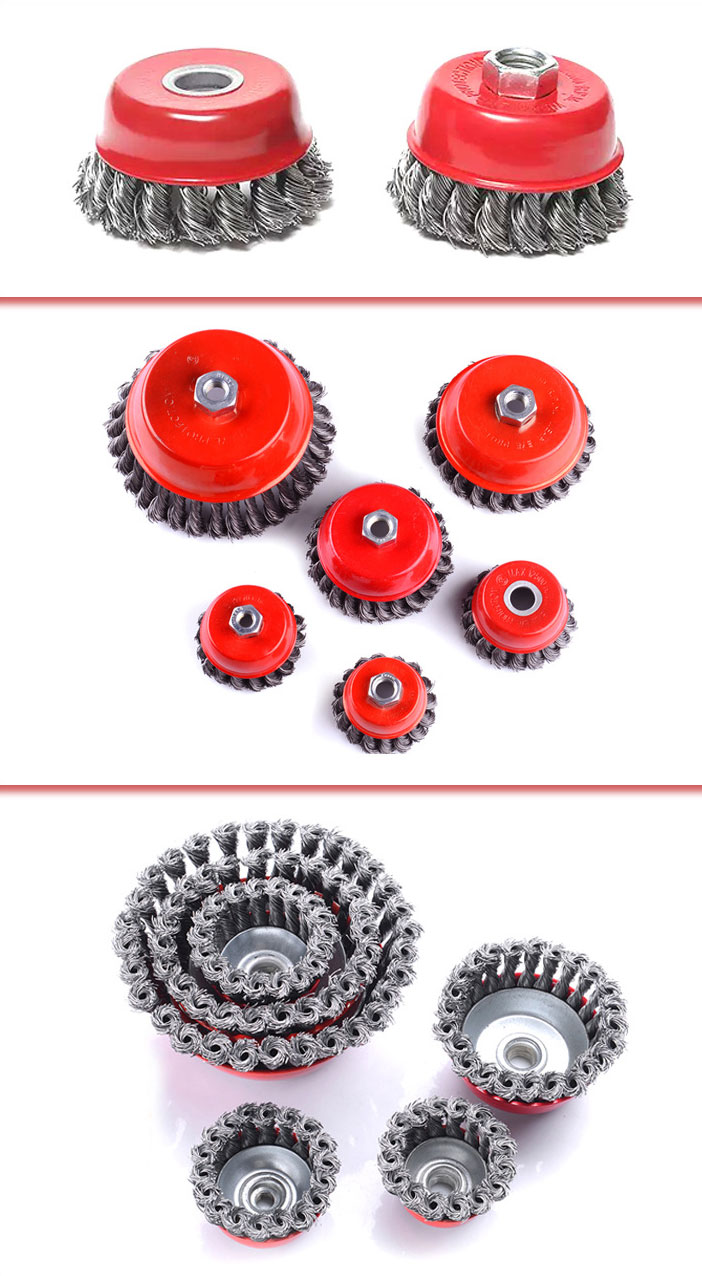 twisted bowl wire brush hot sale durable spiral wire brush good performance cup wire brush for angle grinder