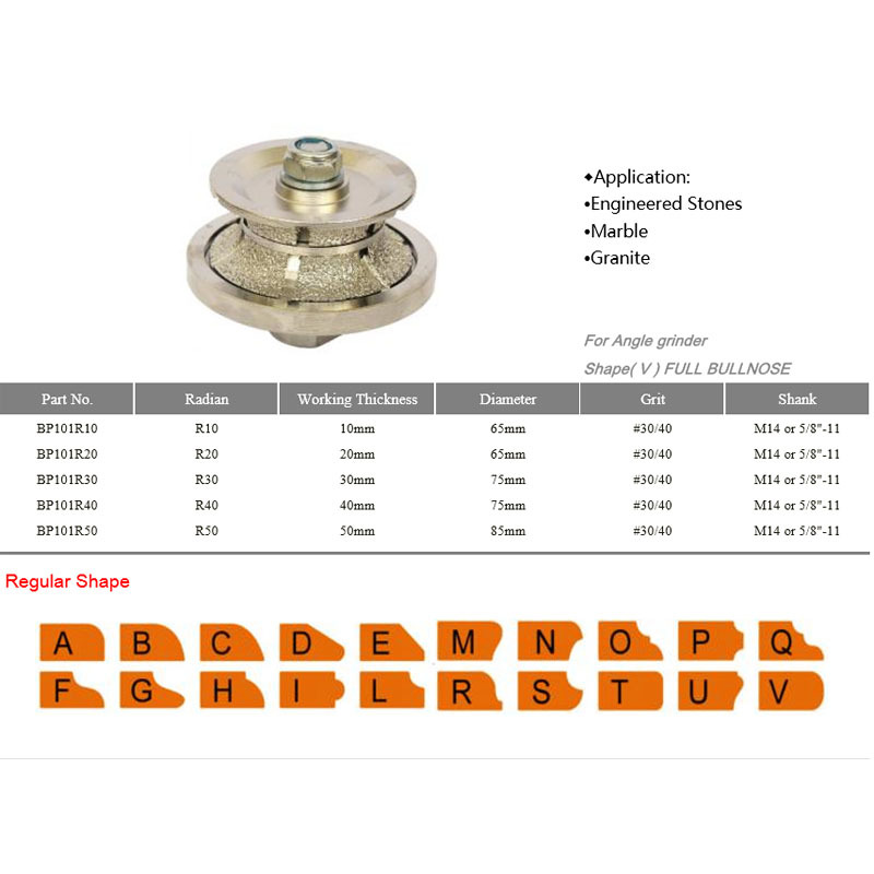 Vacuum Brazed Stone Router Bit miller cutter profile wheel for Manual Profiling Machine on marble stone