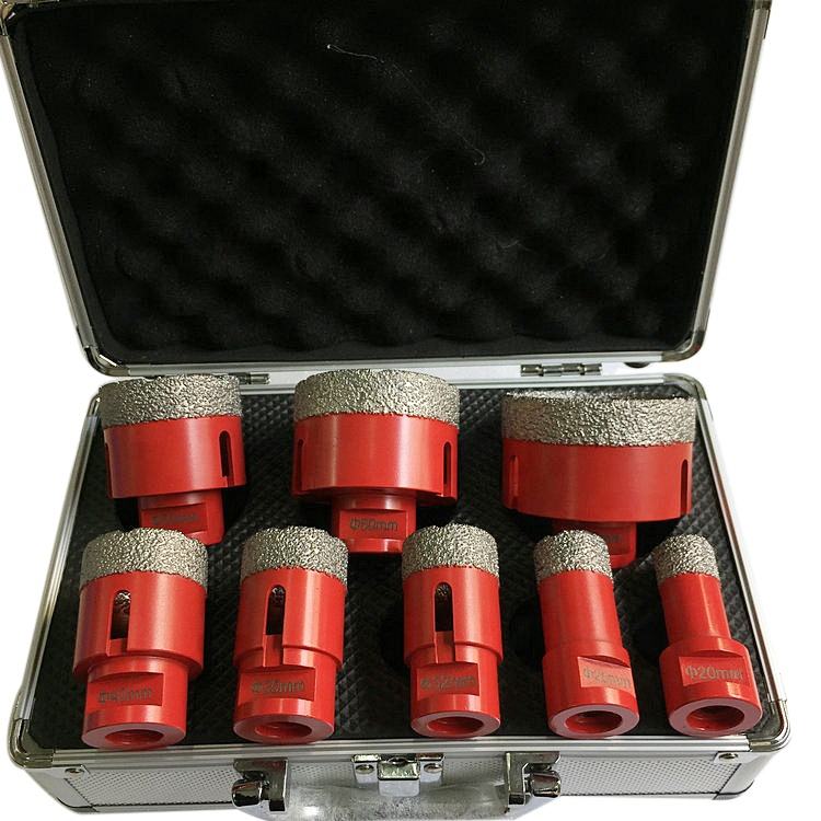 Aluminum case M14 vacuum brazed diamond stone marble hole saw kit ceramic porcelain drill bit set for tile