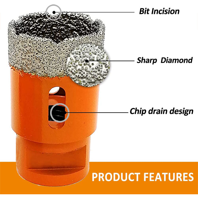 Diamond Core Drill Bit Set-Vacuum Brazed M14 Diamond Tools Cutting Bit Tile Hole Saw 