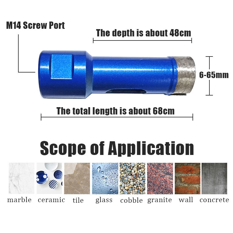 M14 Thread Sintering Core Bit Diamond Hole Saw Drill Bits for Marble Granite Brick Tile Ceramic Concrete Drilling